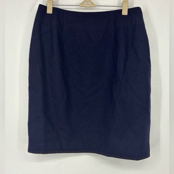 NWOT‎ Brooks Brothers 100% Wool Wrap Skirt Navy Blue 12 - Picture 2 of 5